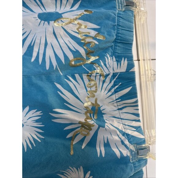 VTG Y2K SM Juicy Couture Wide Leg Pajama Bottoms Lounge Pants Turquoise Floral - Picture 11 of 12
